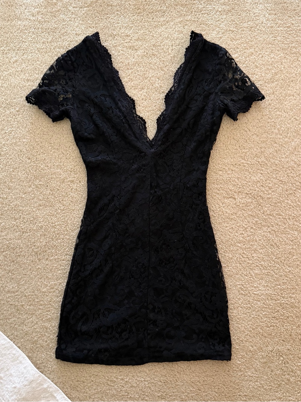 Tobi Black Lace Deep V Bodycon Mini Dress - Size S